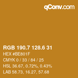 カラーコード: RGB 190.7 128.6 31 | qconv.com