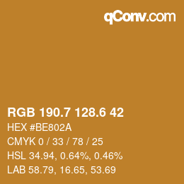 カラーコード: RGB 190.7 128.6 42 | qconv.com