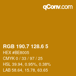 カラーコード: RGB 190.7 128.6 5 | qconv.com