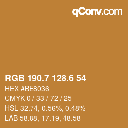カラーコード: RGB 190.7 128.6 54 | qconv.com