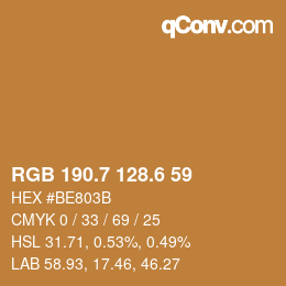 カラーコード: RGB 190.7 128.6 59 | qconv.com