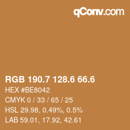 カラーコード: RGB 190.7 128.6 66.6 | qconv.com