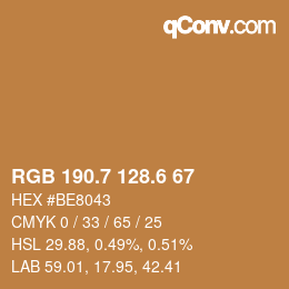カラーコード: RGB 190.7 128.6 67 | qconv.com
