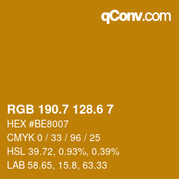 カラーコード: RGB 190.7 128.6 7 | qconv.com