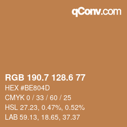 カラーコード: RGB 190.7 128.6 77 | qconv.com