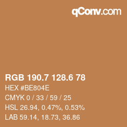 カラーコード: RGB 190.7 128.6 78 | qconv.com