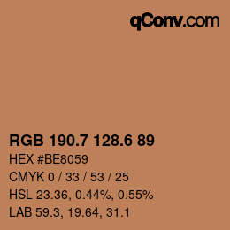 カラーコード: RGB 190.7 128.6 89 | qconv.com