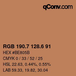 カラーコード: RGB 190.7 128.6 91 | qconv.com