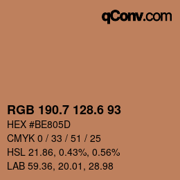 カラーコード: RGB 190.7 128.6 93 | qconv.com