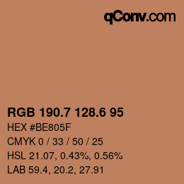 カラーコード: RGB 190.7 128.6 95 | qconv.com