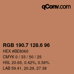 カラーコード: RGB 190.7 128.6 96 | qconv.com