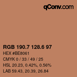 カラーコード: RGB 190.7 128.6 97 | qconv.com