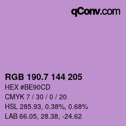 カラーコード: RGB 190.7 144 205 | qconv.com