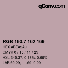 カラーコード: RGB 190.7 162 169 | qconv.com