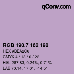 カラーコード: RGB 190.7 162 198 | qconv.com