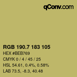 カラーコード: RGB 190.7 183 105 | qconv.com