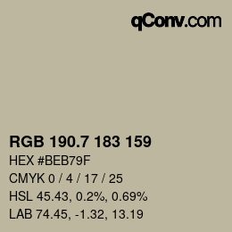 カラーコード: RGB 190.7 183 159 | qconv.com