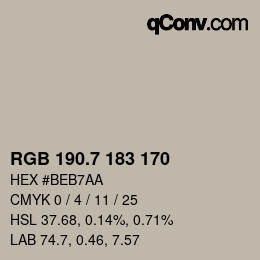 カラーコード: RGB 190.7 183 170 | qconv.com