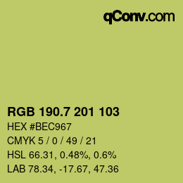 カラーコード: RGB 190.7 201 103 | qconv.com