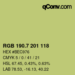 カラーコード: RGB 190.7 201 118 | qconv.com