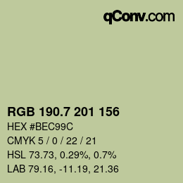 カラーコード: RGB 190.7 201 156 | qconv.com