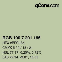 カラーコード: RGB 190.7 201 165 | qconv.com