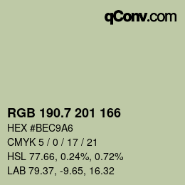 カラーコード: RGB 190.7 201 166 | qconv.com