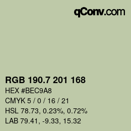 カラーコード: RGB 190.7 201 168 | qconv.com
