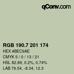 カラーコード: RGB 190.7 201 174 | qconv.com