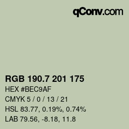 カラーコード: RGB 190.7 201 175 | qconv.com