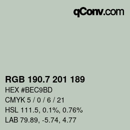 カラーコード: RGB 190.7 201 189 | qconv.com