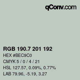 カラーコード: RGB 190.7 201 192 | qconv.com