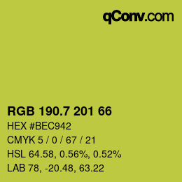 カラーコード: RGB 190.7 201 66 | qconv.com