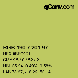 カラーコード: RGB 190.7 201 97 | qconv.com
