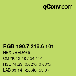 カラーコード: RGB 190.7 218.6 101 | qconv.com