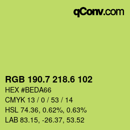 カラーコード: RGB 190.7 218.6 102 | qconv.com