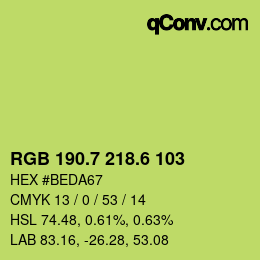 カラーコード: RGB 190.7 218.6 103 | qconv.com