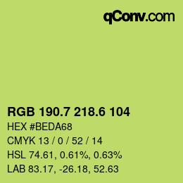 カラーコード: RGB 190.7 218.6 104 | qconv.com