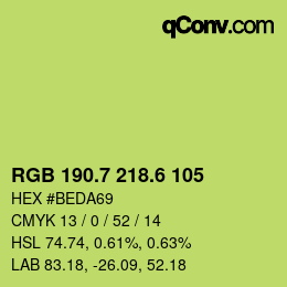 カラーコード: RGB 190.7 218.6 105 | qconv.com
