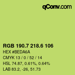 カラーコード: RGB 190.7 218.6 106 | qconv.com