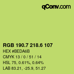 カラーコード: RGB 190.7 218.6 107 | qconv.com