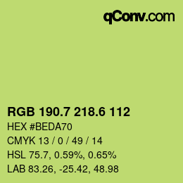 カラーコード: RGB 190.7 218.6 112 | qconv.com