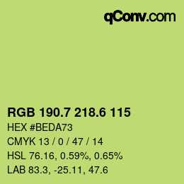 カラーコード: RGB 190.7 218.6 115 | qconv.com