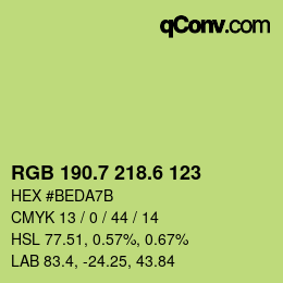 カラーコード: RGB 190.7 218.6 123 | qconv.com