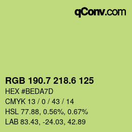 カラーコード: RGB 190.7 218.6 125 | qconv.com