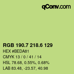 カラーコード: RGB 190.7 218.6 129 | qconv.com