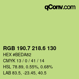 カラーコード: RGB 190.7 218.6 130 | qconv.com