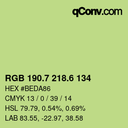 カラーコード: RGB 190.7 218.6 134 | qconv.com