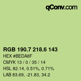 カラーコード: RGB 190.7 218.6 143 | qconv.com