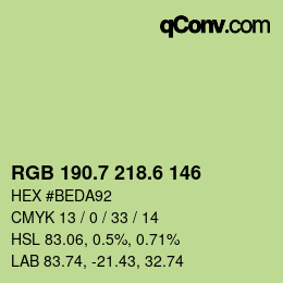カラーコード: RGB 190.7 218.6 146 | qconv.com